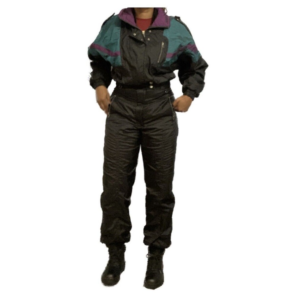 Vintage Inside Edge Black / Mulitcolored Ski Suit Size L